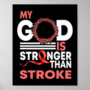 Mein Gott ist stärker als Schlaganfall Bewusstsein Poster