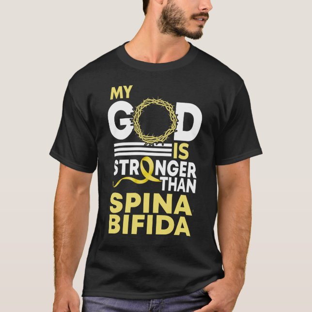 Mein Gott ist stärker als Spina Bifida Bewusstsein T-Shirt (Vorderseite)