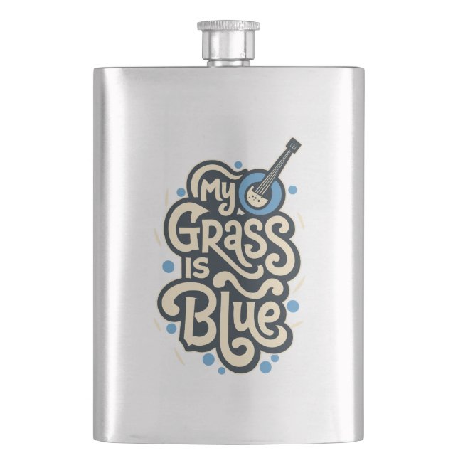 Mein Gras ist Blue Bluegrass Folk Music Flachmann (Vorderseite)