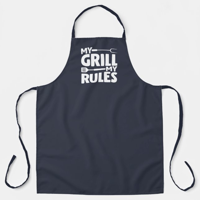 Mein Grill meine Regeln Funny GRILLEN Logo Navy Bl Schürze (Vorderseite)