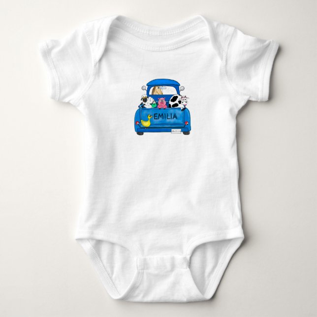 Mein großer blauer LKW Baby Strampler (Vorderseite)