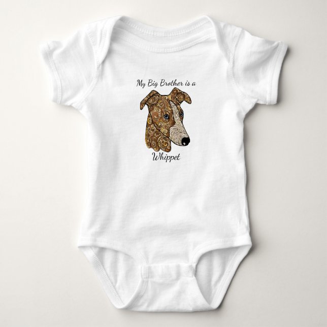 Mein großer Bruder ist ein Whippet-Bodysuit Baby Strampler (Vorderseite)