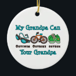 Mein Großvater kann Outswim Outbike überholten Keramik Ornament<br><div class="desc">Ein Granddad, der ein triathlete ist, wird die Liebe, die seine Enkel oder Enkelin tragenden TriathlonstützT - Shirts, Knöpfe und mehr Kleid und Gang mit einem Entwurf eines Paares Schutzbrillen, ein Fahrrad und ein Paar Turnschuhe und Wörter, die mein Großvater, sieht Outswim Outbike und Ihren Großvater überholen kann. Klicken Sie...</div>