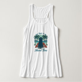 "Mein Haar ist auf Inselzeit" Schwarze Haar-Flecht Tank Top