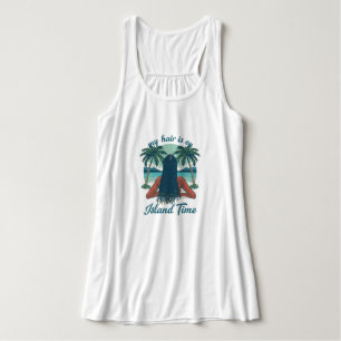 "Mein Haar ist auf Inselzeit" Schwarze Haar-Flecht Tank Top