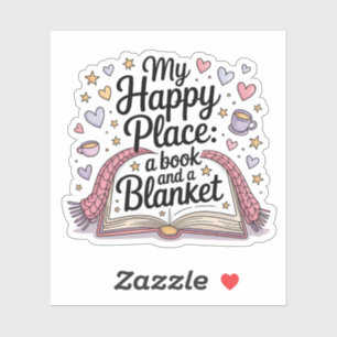 Mein Happy Place Buch und ein Blanket Whimsical ge Aufkleber