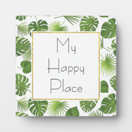 Mein Happy Place Green Tropical Blätter Muster Fotoplatte