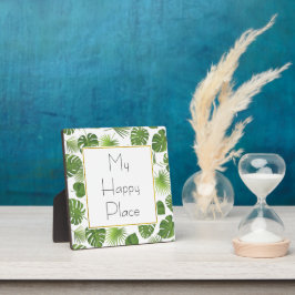 Mein Happy Place Green Tropical Blätter Muster Fotoplatte