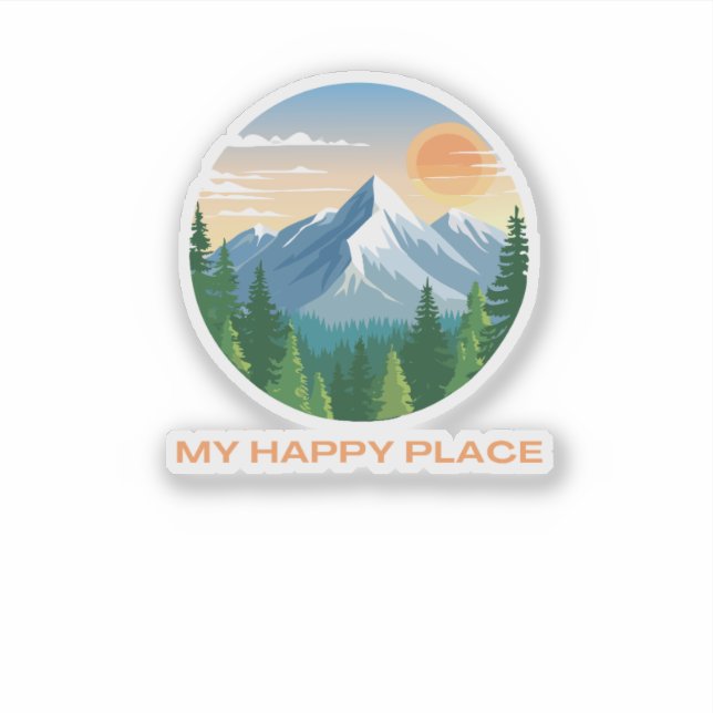 Mein Happy Place Mountain Sweatshirt Aufkleber (Vorderseite)