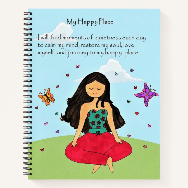 Mein Happy Place Spiral Notebook Notizbuch (Vorderseite)