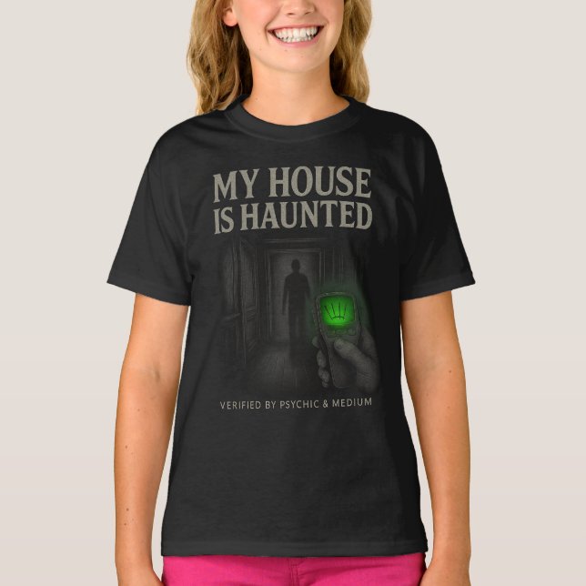 Mein Haus ist Spuk Jugendlicher-T - Shirt (Schwarz (Vorderseite)