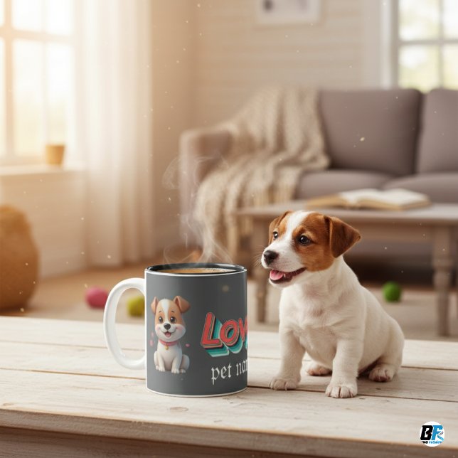 Mein Haustier Special Minimalistisch - Personalisi Zweifarbige Tasse (Von Creator hochgeladen)