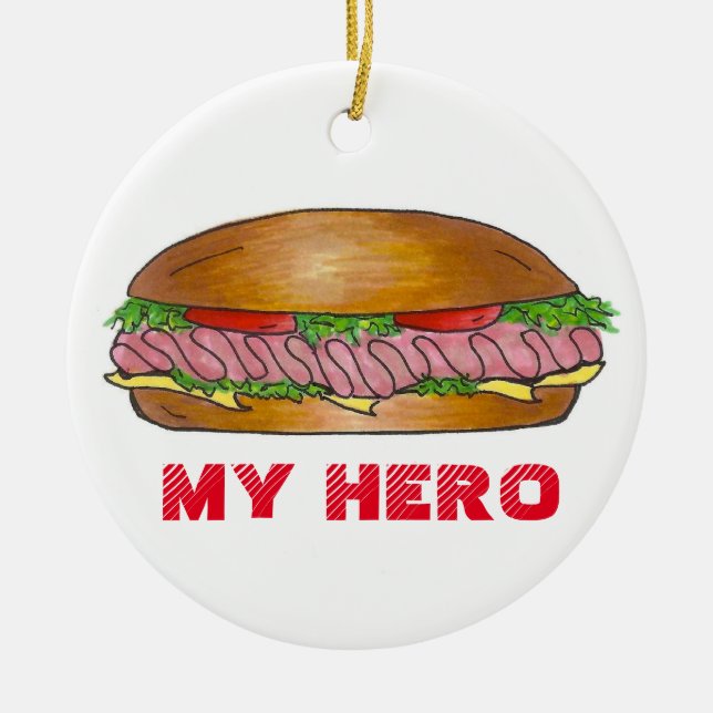 Mein Held Funny Feinschmecker U-Boot Sandwich Hoag Keramik Ornament (Vorne)