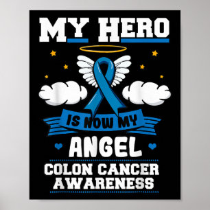 Mein Held ist jetzt mein Angel Colon Krebs Blauer Poster