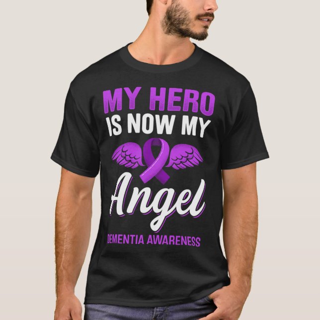 Mein Held ist jetzt mein Engel Dementia Bewusstsei T-Shirt (Vorderseite)