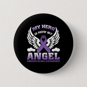 Mein Held ist jetzt mein Engel-Fibromyalgie-Bewuss Button