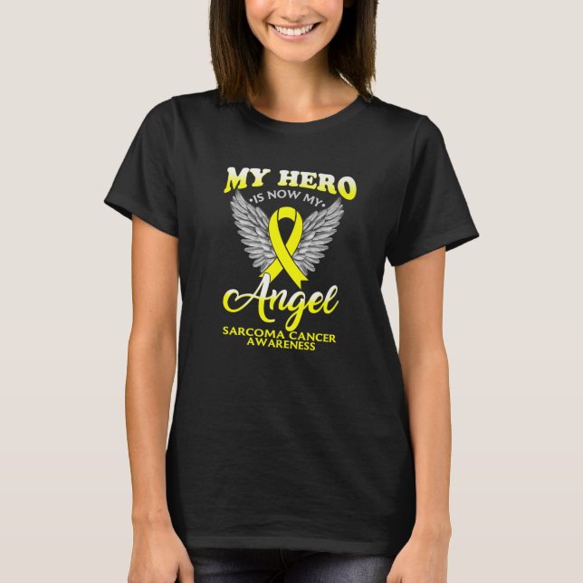 Mein Held ist jetzt mein Engel-Sarcoma-Krebsbewuss T-Shirt (Vorderseite)