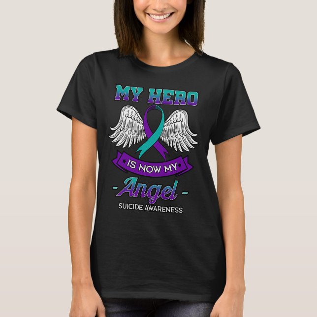 Mein Held ist jetzt mein Engel Suizid Depression L T-Shirt (Vorderseite)