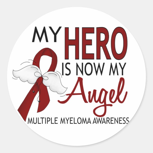 Mein Held ist mein Engel-Multiples Myelom Runder Aufkleber (Vorderseite)