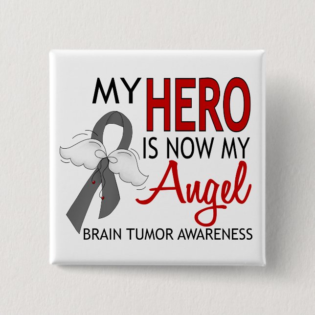 Mein Held ist mein Engels-Hirntumor Button (Vorderseite)