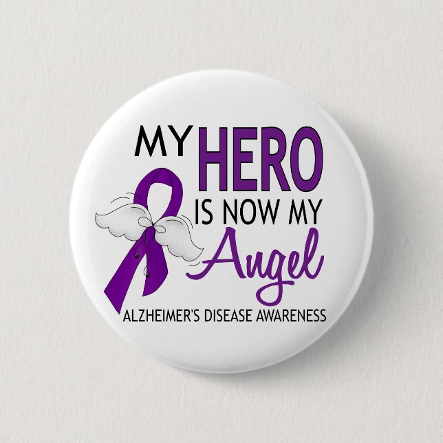 Mein Held ist meine Engels-Alzheimerkrankheit Button (Vorderseite)