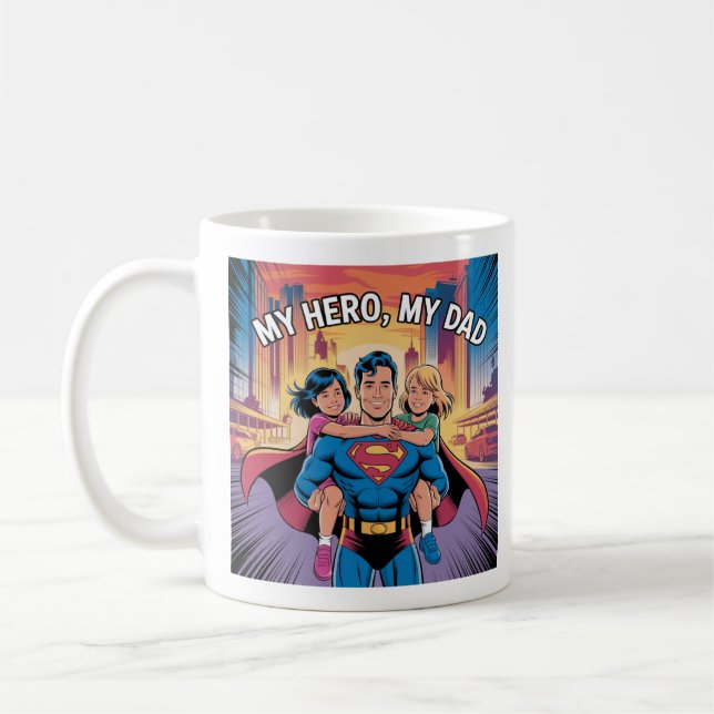 Mein Held - Superdad Comic Style Art Kaffeetasse (Links)