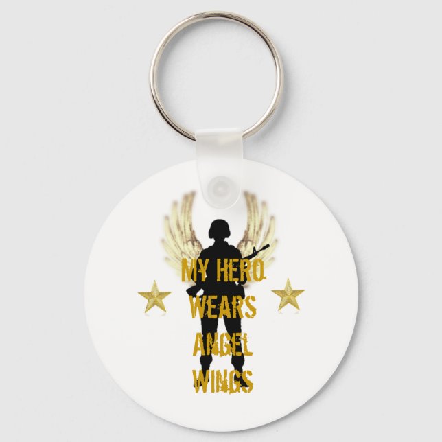 Mein Held trägt Angel Wings Schlüsselanhänger (Vorderseite)