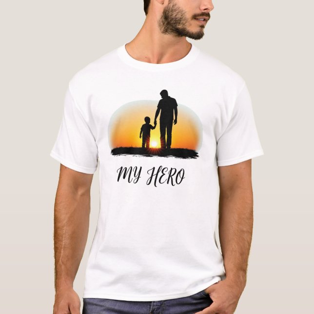 Mein Held Vater | Silhouette für Vater und Kind T-Shirt (Vorderseite)