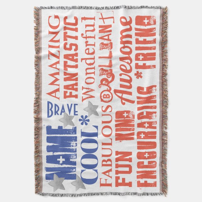 Mein Hero Admirable Qualities Typography USA Flag Decke (Vorderseite Vertikal)