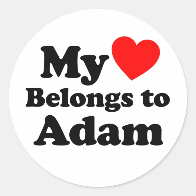 Mein Herz gehört Adam Runder Aufkleber (Vorderseite)