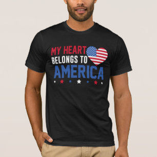 Mein Herz gehört Amerika Patriotischer 4. Juli T-Shirt