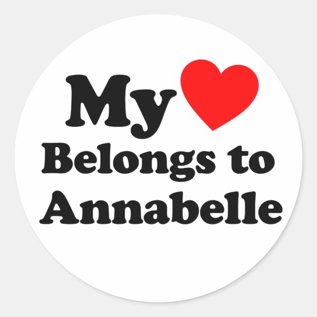 Mein Herz gehört Annabelle Runder Aufkleber (Vorderseite)