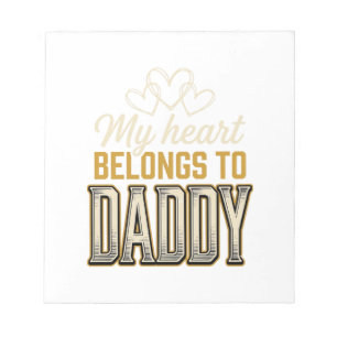 Mein Herz gehört Daddy Vintage-Typografie-Shirt Notizblock