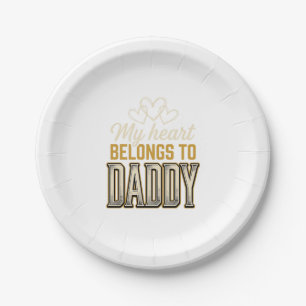 Mein Herz gehört Daddy Vintage-Typografie-Shirt Pappteller