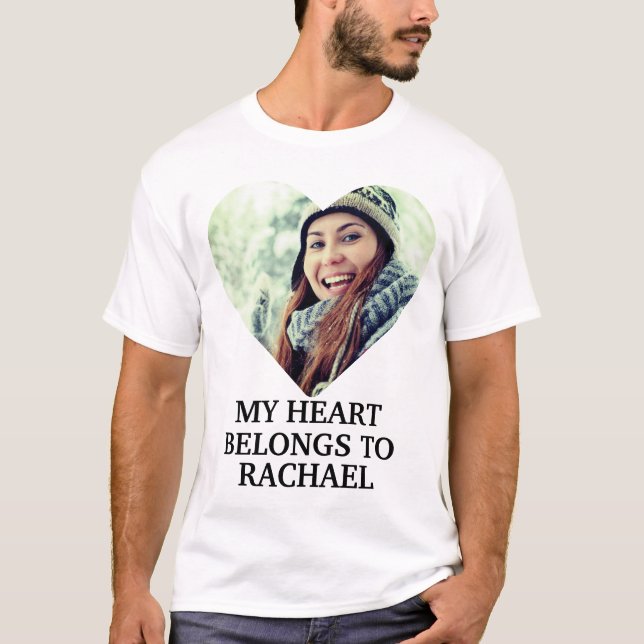 Mein Herz gehört dem Individuelle Name Herz Foto T-Shirt (Vorderseite)