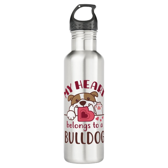 Mein Herz gehört einem Bulldog Edelstahlflasche (Vorderseite)