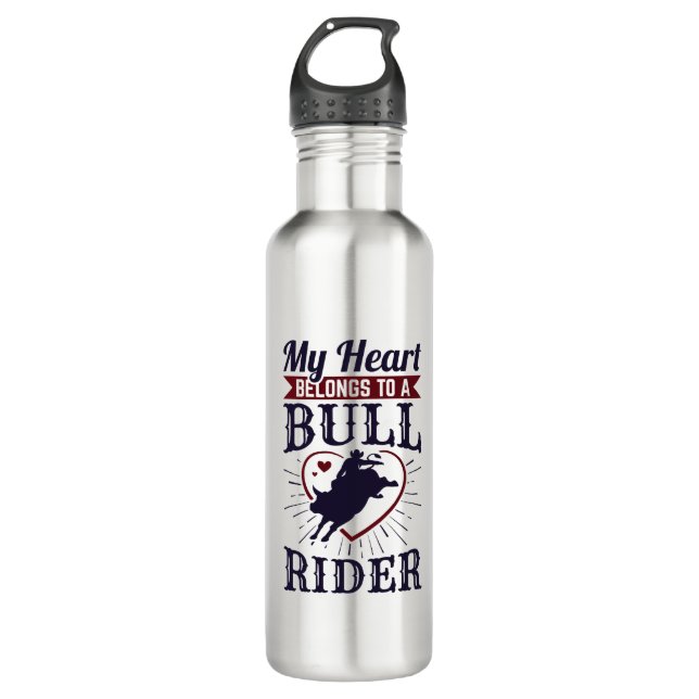 Mein Herz gehört einem Bullenreiter Edelstahlflasche (Vorderseite)