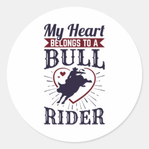 Mein Herz gehört einem Bullenreiter Runder Aufkleber