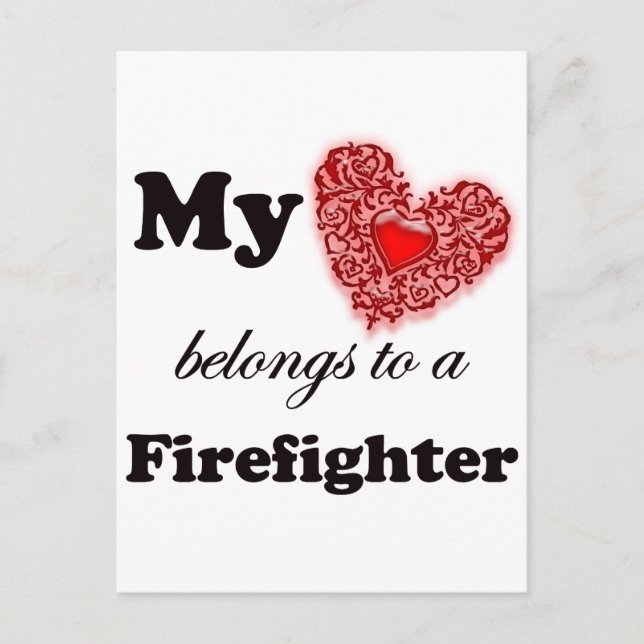 Mein Herz gehört einem Feuerwehrmann Postkarte (Vorderseite)