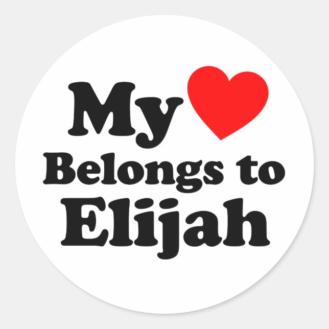 Mein Herz gehört Elijah Runder Aufkleber (Vorderseite)