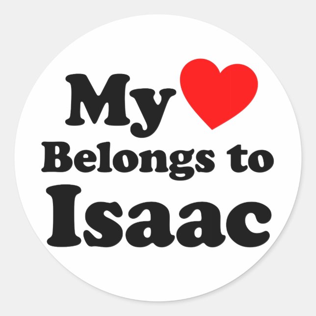 Mein Herz gehört Isaac Runder Aufkleber (Vorderseite)