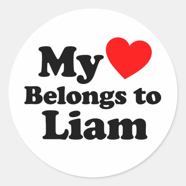 Mein Herz gehört Liam Runder Aufkleber (Vorderseite)