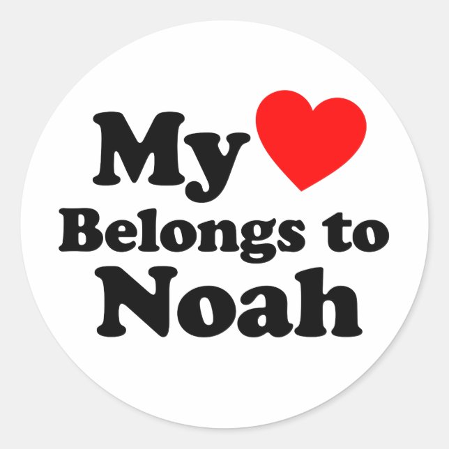 Mein Herz gehört Noah Runder Aufkleber (Vorderseite)