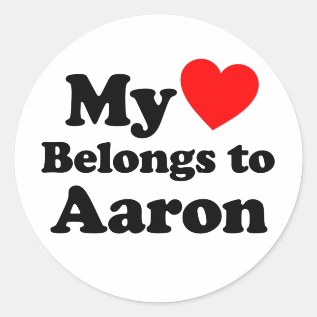 Mein Herz gehört zu Aaron Runder Aufkleber (Vorderseite)