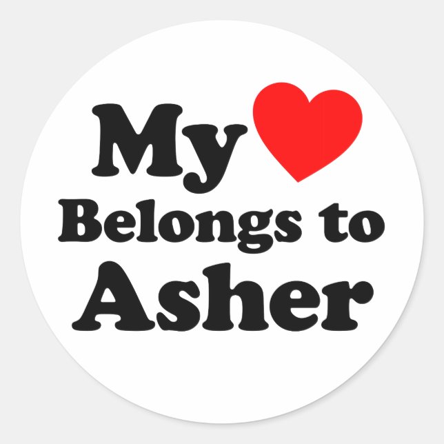 Mein Herz gehört zu Asher Runder Aufkleber (Vorderseite)