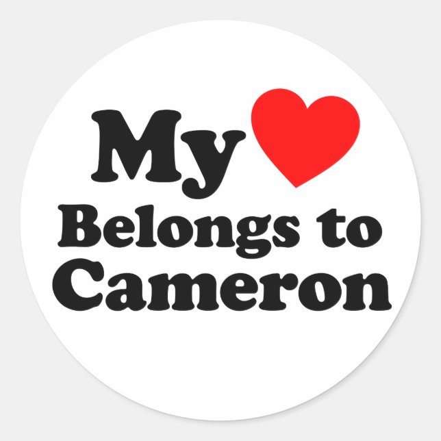 Mein Herz gehört zu Cameron Runder Aufkleber (Vorderseite)