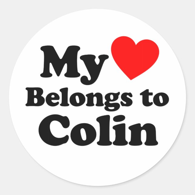 Mein Herz gehört zu Colin Runder Aufkleber (Vorderseite)