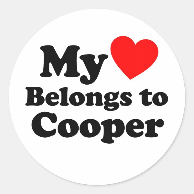 Mein Herz gehört zu Cooper Runder Aufkleber (Vorderseite)