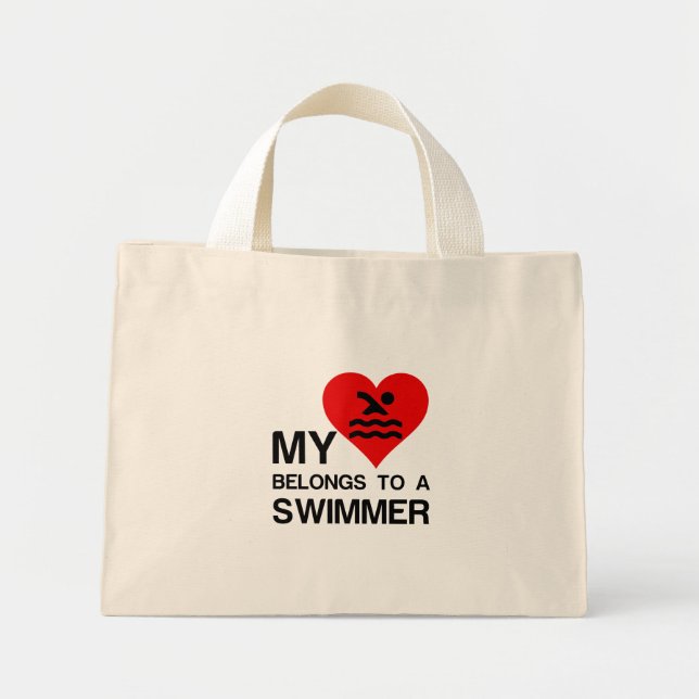 MEIN HERZ GEHÖRT ZU EINEM SCHWIMMER MINI STOFFBEUTEL (Vorne)