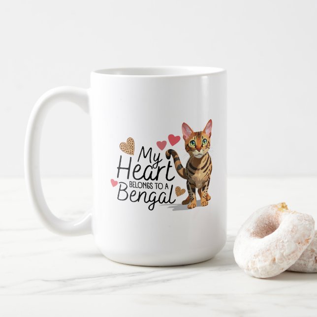 Mein Herz gehört zu einer Bengalischen Katze Kaffeetasse (Mit Donut)